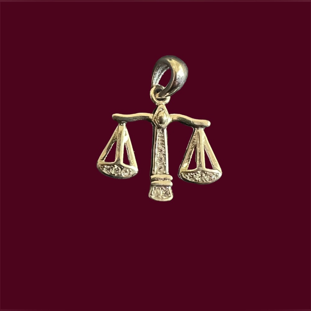 Silver Libra Zodiac Sign Pendant Necklace